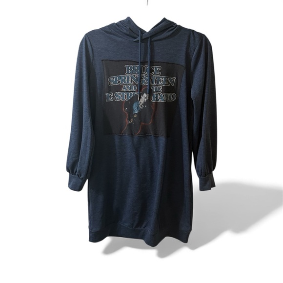 Bruce Springsteen Upcycled Blue Graphic Hoodie Dress size small - Picture 4 of 4